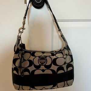 Coach Bag F15197 Coach Signature stripe shoulder hobo bag